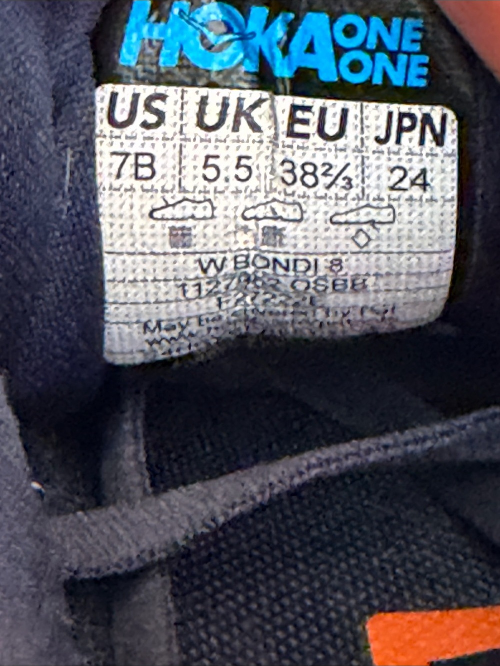 Hoka Navy Running Shoes with Teal Midsole and Orange Logo - Picture 8 of 9